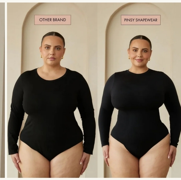 NWT Pinsy Long Sleeve Crew Neck Butter Scultp Seamless Shapewear Bodysuit S XL - Picture 3 of 15